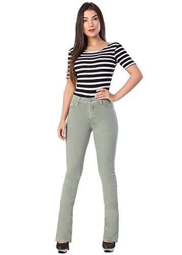 Calça feminina Flare, Sawary Jeans, Feminino, Verde, 40