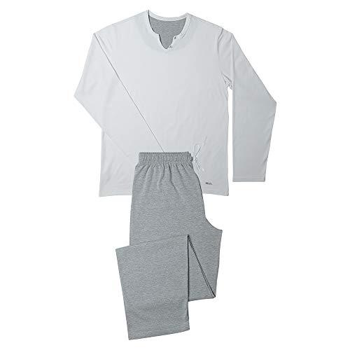 Conjunto de pijama Mash Pijama Manga Longa Masculino Branco e Cinza G