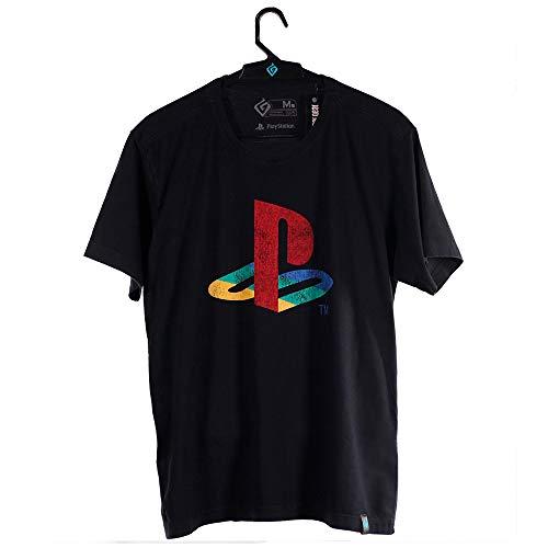 Camiseta Brand Logo Square, Playstation, Adulto Unissex, Cinza/Preto, G