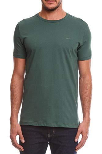 Camiseta Básica Gola U com Logo Bordado, Colcci, Masculino, Verde (Trekking), GG