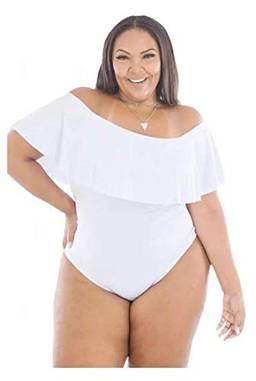 Body Maiô Plus Size Ciganinha - Branco - GG