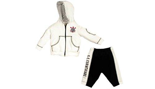 Conjunto calça e blusa com capuz Corinthians, Rêve D'or Sport, Bebê Unissex, Branco/Preto, P