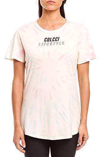 Camiseta Tie Dye, Colcci Fitness, Feminino, Rosa/Verde Claro/Verde, M