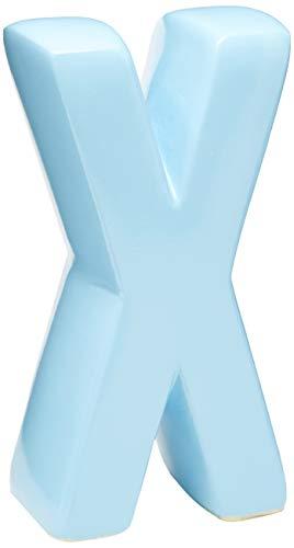 Letra X Decorativa Ceramicas Pegorin Azul Bebe