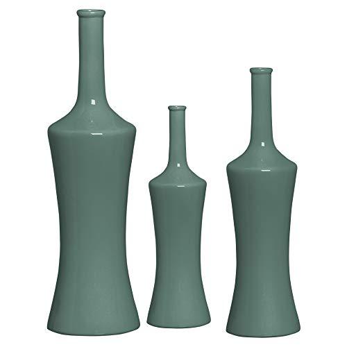 Trio de Garrafa Magra, Verde Imperial, Ceramicas Pegorin
