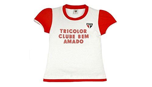 Camiseta Baby Look São Paulo, Rêve D'or Sport, Meninas, Branco/Vermelho, 8