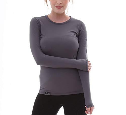 Camiseta UV Protection Feminina UV50+ Tecido Ice Dry Fit Secagem Rápida – M Cinza