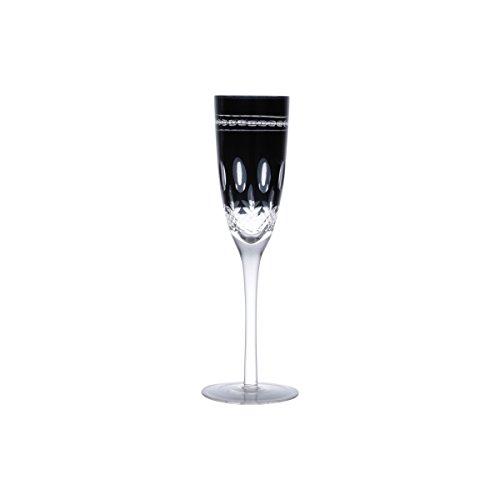 Conjunto 6 Taças para Champagne de Vidro Lapidadas Luna Lyor Preto 190Ml