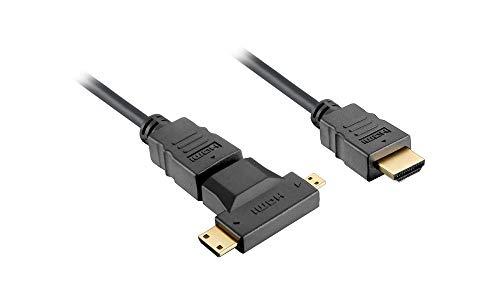 Cabo HDMI-HDMI com Conector Banhado a Ouro e Adaptador para miniHDMI e microHDMI de 1.8 Metros, Elgin