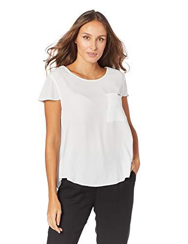 Camiseta Reta com Bolso, Forum, Feminino, Branco Amarelado (Off Shell), P