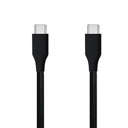 Cabo USB-C (tipo C) para USB-C (tipo C), nylon trançado, 1MT, Preto, ESC06, Geonav