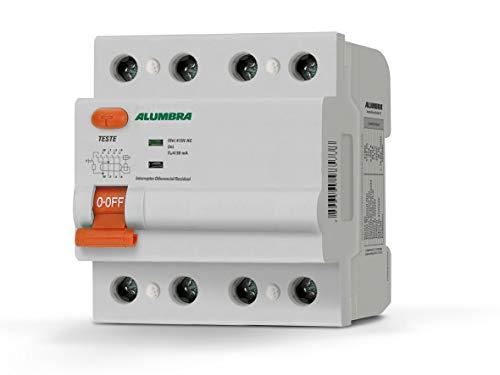 Interruptor analógico diferencial residual tetrapolar de 100 Amp 240V/415V, IDR, Alumbra, 8578, Branco