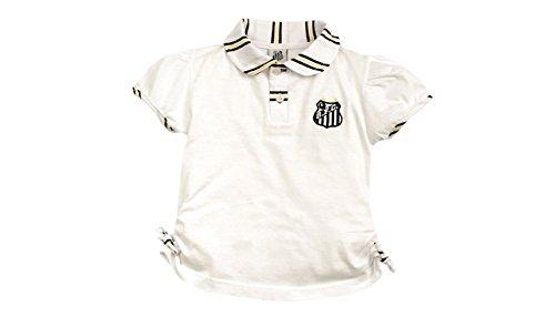 Camiseta Polo Manga Curta Santos, Rêve D'or Sport, Meninas, Branco/Preto/Amarelo, 2