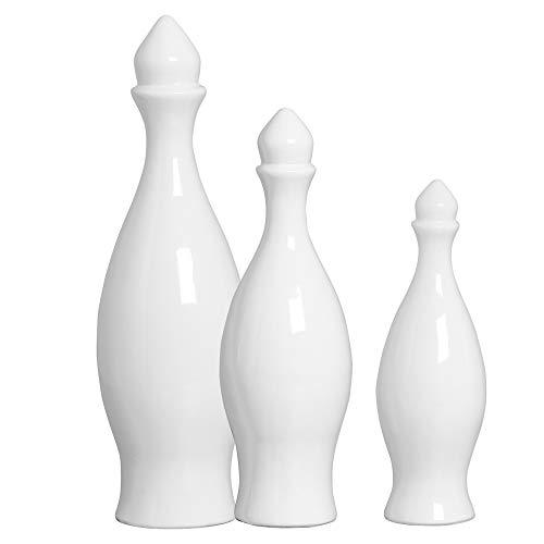 Trio De Garrafa Com Tampa Ceramicas Pegorin Branco