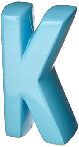 Letra K Decorativa Ceramicas Pegorin Azul Bebe