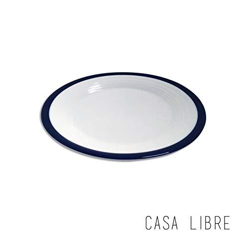 Prato Malta Em Ceramica Azul/branco Casa Libre Azul