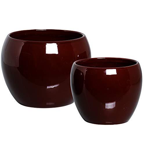 Duo Cachepôs Redondos Ceramicas Pegorin Marrom