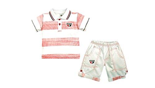 Conjunto Camiseta Polo e Bermuda São Paulo, Rêve D'or Sport, Criança Unissex, Branco/Vermelho, M