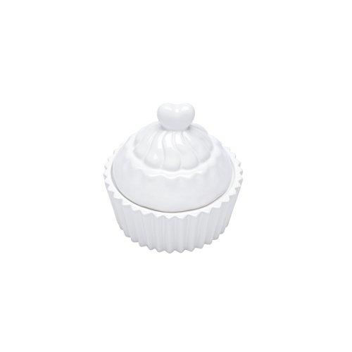 Pote Decorativo de Cerâmica Cupcake Lyor Branco 11 x 11.5 cm