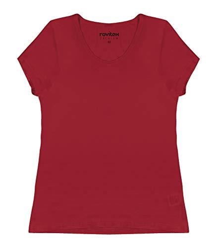Camiseta Manga Curta Gola Redonda Plus Size, Rovitex, Feminino, Vermelho, P