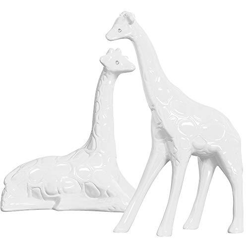 Casal De Girafas Deitada E Em Pé Ceramicas Pegorin Branco