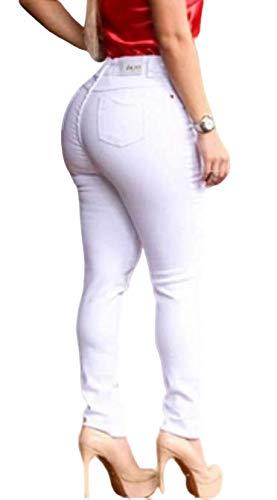 Calça Jeans Feminina Skinny Cintura Alta (36, Branca)