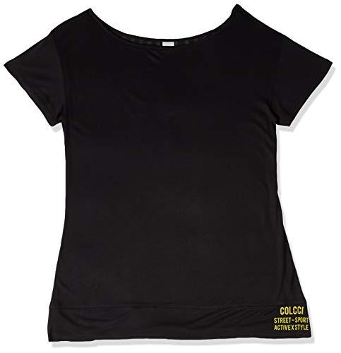 Camiseta com Gola Canoa, Colcci Fitness, Feminino, Preto, M