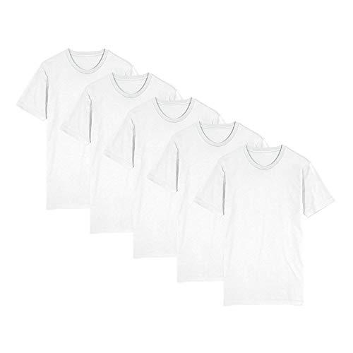 Kit Camiseta Lisa c/ 5 Peças Básicas Premium 100% Algodão Tamanho:M;Cor:Branco;Gênero:Homem