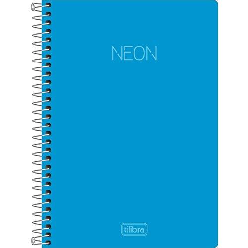 Caderno Universitário Capa Plástica, Tilibra, Neon, 302384, 160 Folhas, 10 Matérias, Azul