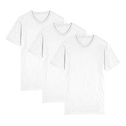 Kit Camiseta Lisa c/ 3 Peças Básicas Premium 100% Algodão Tamanho:G;Cor:Branco;Genero:Masculino