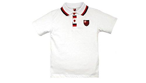 Camiseta Polo Manga Curta Flamengo, Rêve D'or Sport, Criança Unissex, Branco, 1