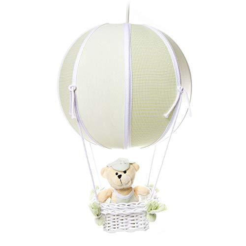 Lustre Balão Bolinha Urso, Quarto Bebê Infantil Menino, Potinho de Mel, Verde