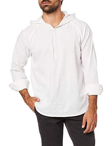 JAB Camisa Manga Longa Bata Com Capuz Masculino, Tam G, Branco