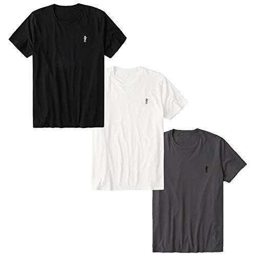 Kit com 03 Camisetas Masculinas Slim Fit Algodão P (Kit 01- Preto, Branco e Chumbo)
