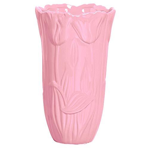 Vaso Relevo Tulipa G Ceramicas Pegorin Rosa Confete