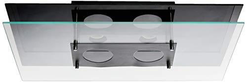 Plafon Retangular Ref 9136 Transparente/Preto Soquete E27 (30 x 50 x 14 cm) Bivolt Fabricado em Aluminio Pantoja & Carmona, 2 Lâmpadas