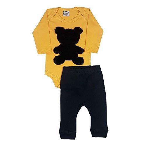 Conjunto Bebê Urso Amarelo + Calça Preta Amarelo/Preto G