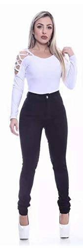 Calça Jeans Feminina Skinny Cintura Alta (44, Preta)