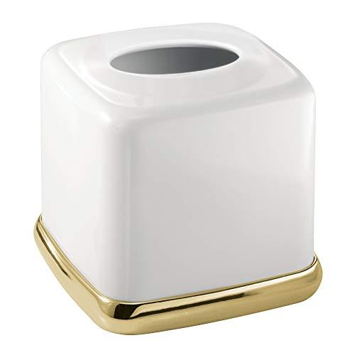 Porta Lenço De Papel - York Dourado Interdesign Branca/Dourado