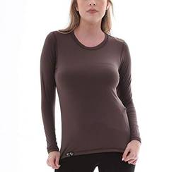 Camiseta UV Protection Feminina UV50+ Tecido Ice Dry Fit Secagem Rápida – GG Marrom