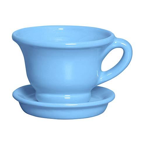 Cachepo Xicara Peq Com Pratinho Ceramicas Pegorin Azul Claro
