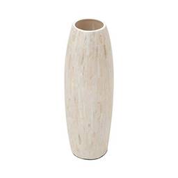 Vaso Abaulado de Cerâmica com Madrepérola Rojemac Bege Ferro