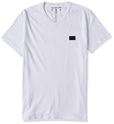 Camiseta Decote V, Calvin Klein, Masculino, Branco, M
