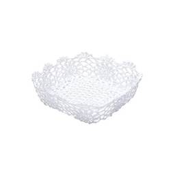 Cesta Quadrada com Forma de Crochê de Plástico Lyor Branco 22x8Cm