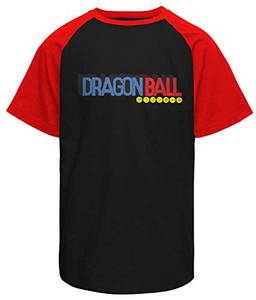 Camiseta masculina Dragon Ball Logo raglan preta e vermelho Live Comics cor:Preto;tamanho:PP