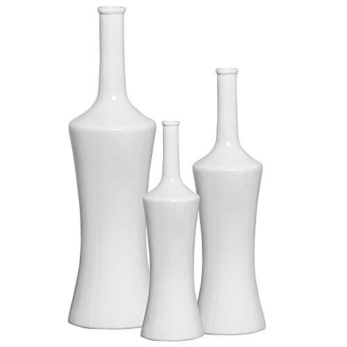 Trio De Garrafa Magra Ceramicas Pegorin Branco
