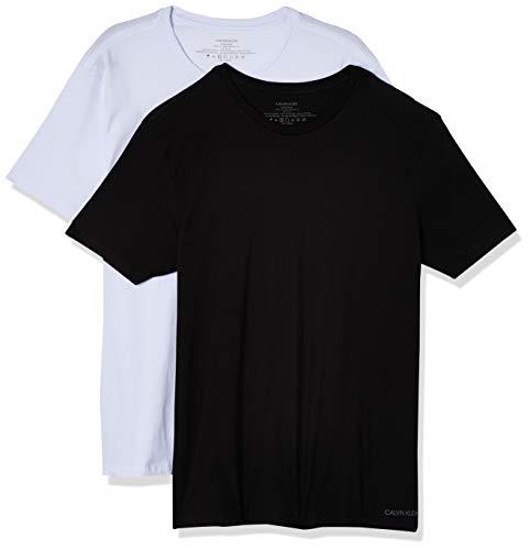 Kit com 2 Camisetas Crew, Calvin Klein, Masculino, Preto/Branco, M