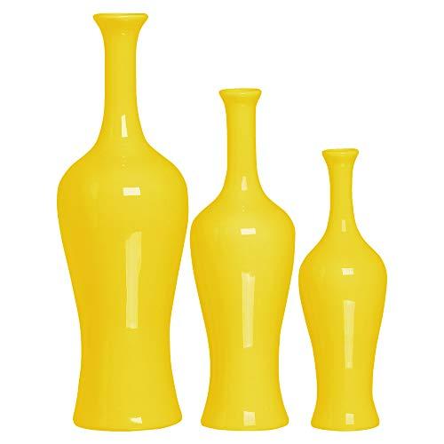 Trio De Garrafa Gorda Ceramicas Pegorin Amarelo