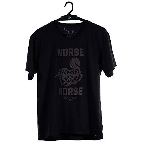 Camiseta Norse Horse, God of War, Adulto Unissex, Preto, M