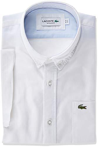 Camisa regular fit de manga curta em algodão Oxford unicolor, Branco, 41